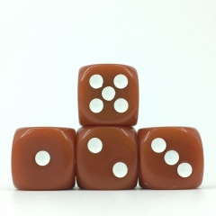 (Brown Opaque) 16mm D6 Pips dice